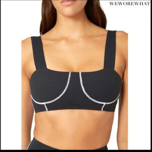 NWT WeWoreWhat Black Corset Sports Bra Top Bralette XS Cropped Workout Top v6x